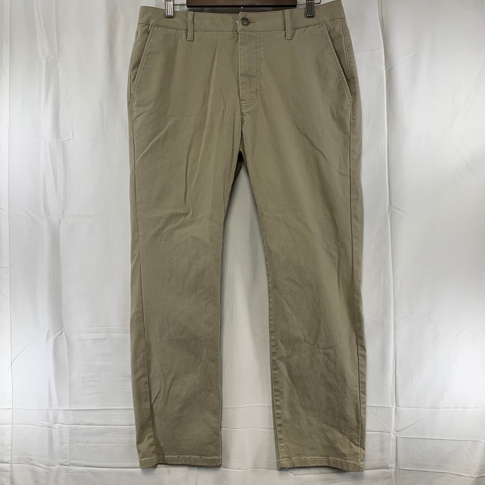 Ash & Erie Chino Pants Mens 32x29 Khaki Tan Essential Stretch Slim Tailored